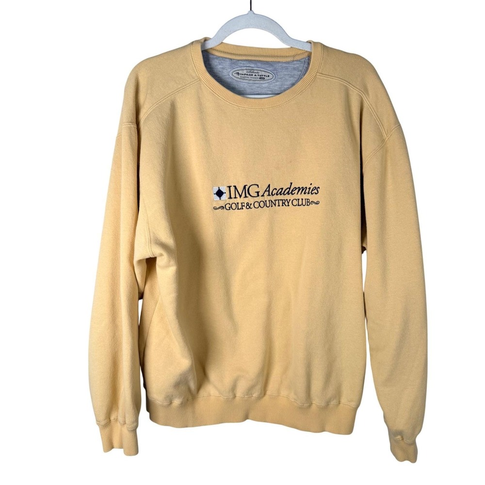 Page & Tuttle IMG Academies Golf Country Club Sweatshirt Yellow Mens XL Vintage